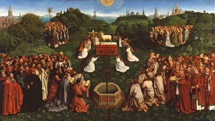 Anbetung des Lammes: 1558 malte Michiel Coxcie eine Kopie des zentralen Bildes vom Genter Altar. Sie befindet sich heute in der Berliner Gemäldegalerie. 