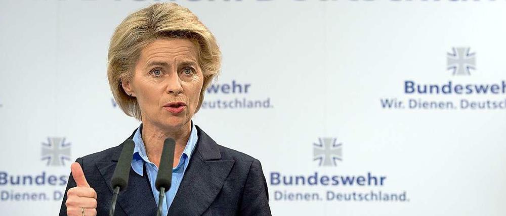 Verteidigungsministerin Ursula von der Leyen bei einer Pressekonferenz der Bundeswehr. 