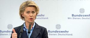 Verteidigungsministerin Ursula von der Leyen bei einer Pressekonferenz der Bundeswehr. 