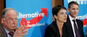 Alexander Gauland, Frauke Petry und Björn Höcke bei einem Auftritt 2014. 