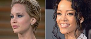 Links die Hollywood-Schauspielerin Jennifer Lawrence, rechts die Popsängerin Rihanna