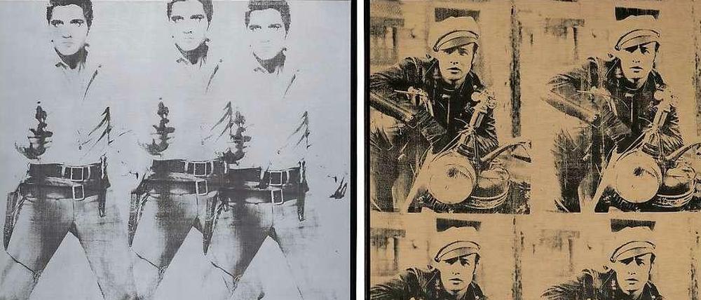 "Triple Elvis" (1963) und "Four Marlon" (1966) von Andy Warhol.