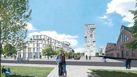 Neues Berliner Wahrzeichen: Der „Startup Tower“. Das 20-stöckige Hochhaus soll für eine neue Aufbruchstimmung an der Peripherie der Innenstadtbezirke stehen.