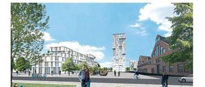 Neues Berliner Wahrzeichen: Der „Startup Tower“. Das 20-stöckige Hochhaus soll für eine neue Aufbruchstimmung an der Peripherie der Innenstadtbezirke stehen.