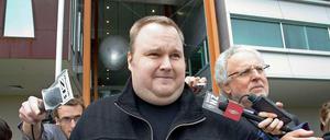 Schwer reich, vom FBI gesucht, Parteigründer in Neuseeland: Kim Schmitz alias Kim Dotcom gibt 2012 in Auckland, Neuseeland, Interviews.