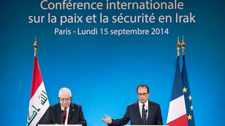 Frankreichs Präsident François Hollande betonte, es gebe keine Zeit zu verlieren. Iraks Präsident Fuad Massum machte sich für baldige Lufteinsätze stark.