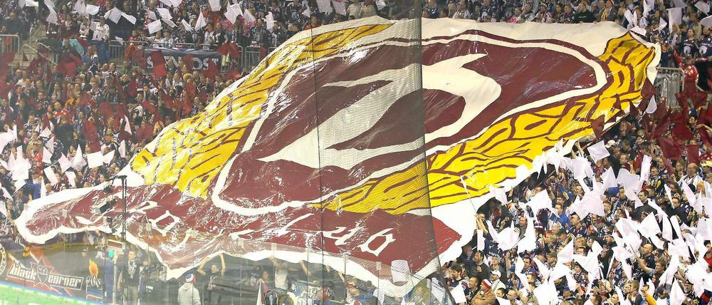 „D“ wie Dynamo. Verweise auf den Ursprung des Klubs stehen bei den Eisbären-Fans immer noch hoch im Kurs.