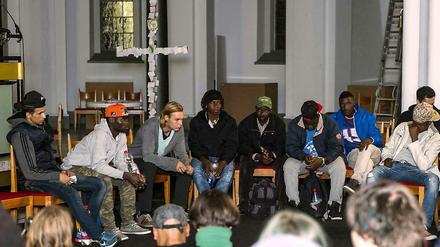 Die Flüchtlinge in der Kreuzberger Thomaskirche am Mariannenplatz.