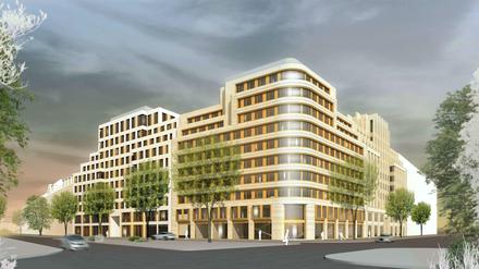 Alles neu. An der Bundesallee, Ecke Nachodstraße sollen diese Büroriegel und dahinter Wohnungen entstehen. Das Baurecht hätte auch ein Hochhaus erlaubt.