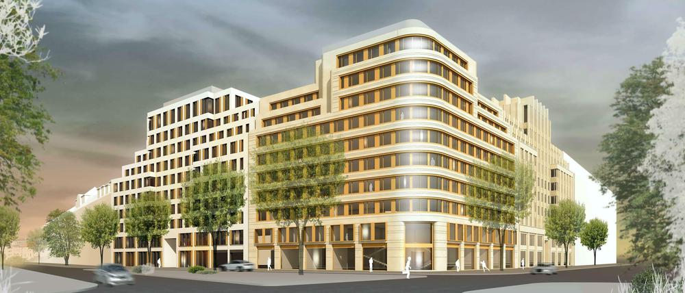 Alles neu. An der Bundesallee, Ecke Nachodstraße sollen diese Büroriegel und dahinter Wohnungen entstehen. Das Baurecht hätte auch ein Hochhaus erlaubt.
