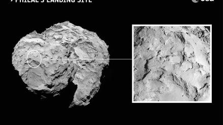 Sorgfältig ausgewählt. Der Landeplatz J ist nach langer Begutachtung am besten für Philae geeignet.
