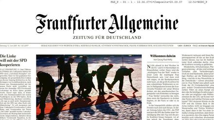 Titelblatt der "Frankfurter Allgemeinen Zeitung".