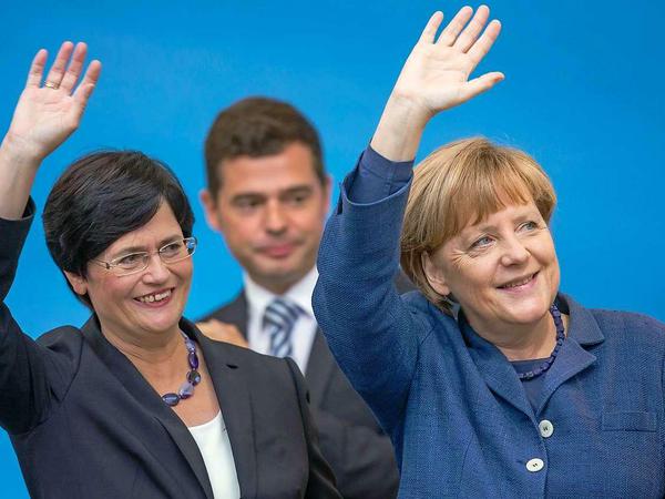 Christine Lieberknecht, Mike Mohring und Angela Merkel