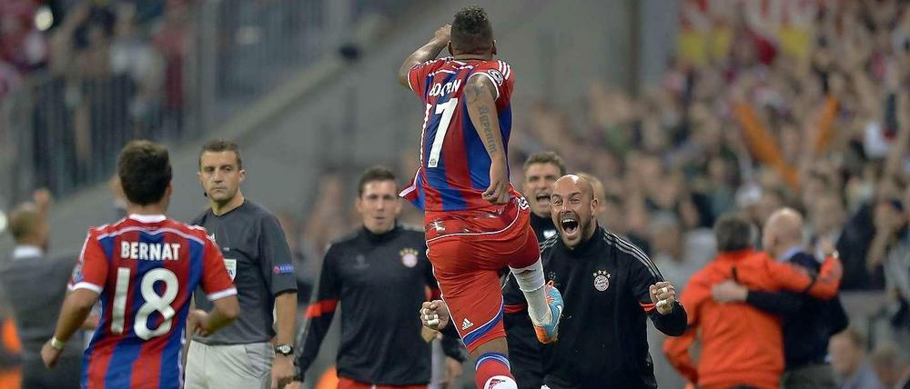 Jubel bei Bayern München nach dem 1:0-Siegtreffer von Jérome Boateng gegen Manchester City