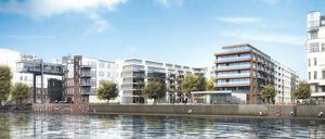 Wohnen am Wasser. So soll es einmal auf der Cuvry-Brache aussehen. 