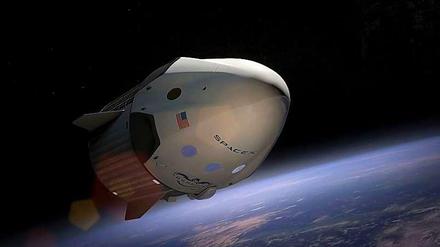 Ein weiter Weg. Die Illustration zeigt einen Raumtransporter der Firma SpaceX, die neben Boeing den neuen Auftrag der Nasa erhalten hat.