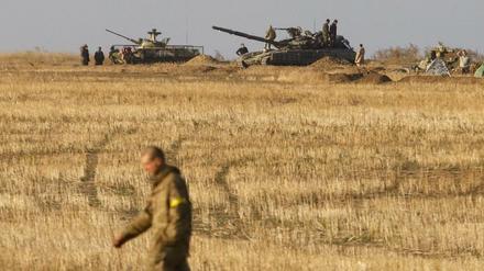 Ukrainische Stellung in der Nähe der Stadt Debaltseve, Region Donezk.