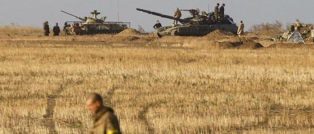 Ukrainische Stellung in der Nähe der Stadt Debaltseve, Region Donezk.