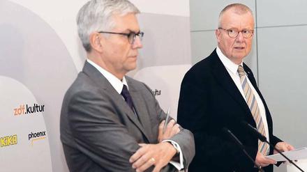 Ernste Mienen. ZDF-Intendant Thomas Bellut (links) und Fernsehratsvorsitzender Ruprecht Polenz.