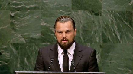 Beharrlichkeit und Glamour. UN-Generalsekretär Ban Ki Moon wirbt für mehr Klimaschutz und hat den Schauspieler Leonardo di Caprio zu Hilfe geholt.