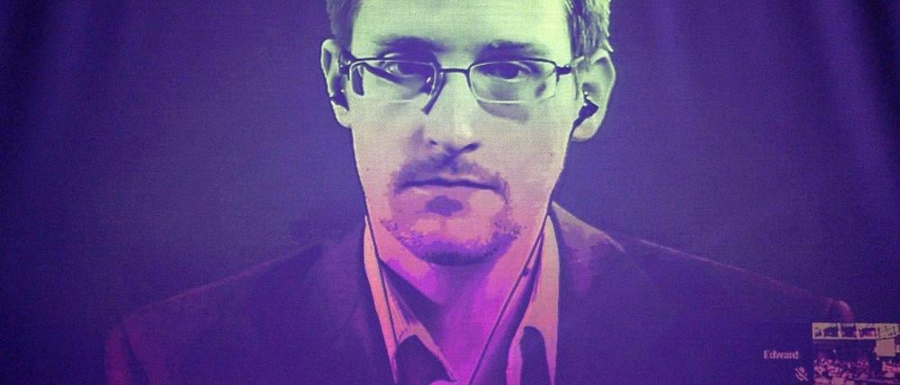 Edward Snowden bei einer Video-Übertragung im Juni 2014.