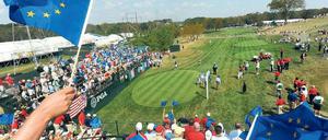 Zwölf Sterne deluxe. Die azurblaue europäische Flagge fristet meist ein Schattendasein – beim Ryder Cup ist das anders. 