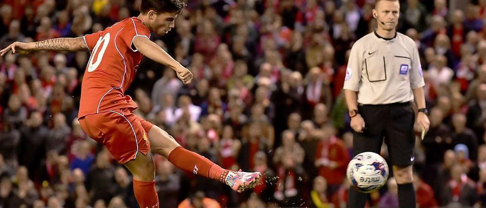Endlich! Liverpools Suso trifft zum entscheidenden 14:13 gegen Middlesbrough.