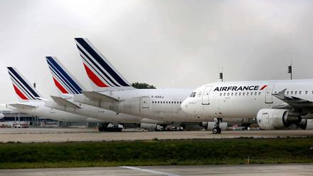 Am Boden. Air-France-Maschinen auf dem Flugplatz Charles de Gaulle bei Paris.