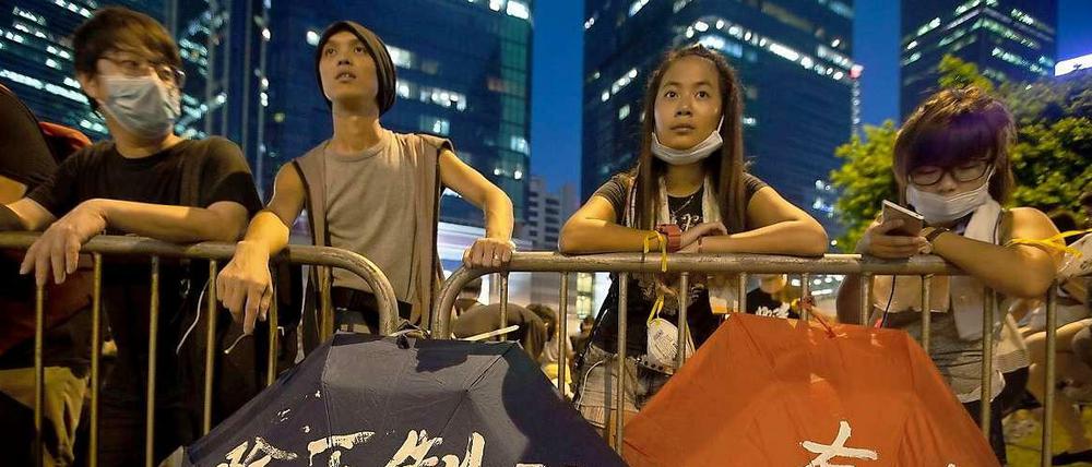 Sie fordern von der Führung in Peking mehr Demokratie: Junge Demonstranten in Hongkong