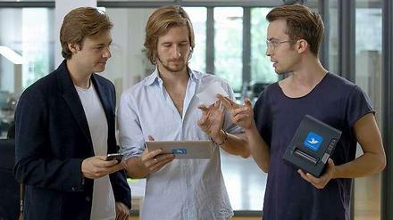 Helfen beim Abkassieren: Die drei Gründer von "Orderbird", Patrick Brienen, Jakob Schreyer und Bastian Schmidtke. 