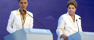 Die einen wollen viele Brasilianer loswerden (Dilma Rousseff, r.), die andere wollen viele aber nicht haben (Marina Silva, l.). 