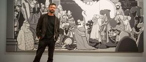 Moderner Klassiker: Ralf König vor einem seiner Werke in der Ausstellung in Hannover.