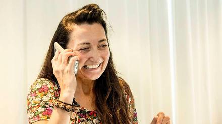 May-Britt Moser, norwegische Nobelpreisträgerin für Medizin, nachdem sie von ihrer Ehrung erfahren hat.