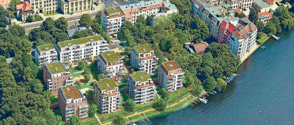 Das ist die (Ufer-)Krone im grünsten und wasserreichsten Bezirk Berlins. Hier ist angeblich alles zu haben: familiengerechte Haus-in-Haus-Konzepte mit eigenem Garten, ebenerdige, großzügige Wohnungen mit Freiraum sowie Penthäuser mit spektakulärem Wasser- oder Grünblick bis hin zu attraktiven Zwei-Zimmer-Wohnungen mit effektiver Raumnutzung.
