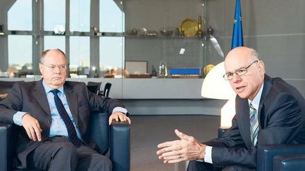 Peer Steinbrück (links) und Norbert Lammert stellten sich den Fragen des Tagesspiegels.