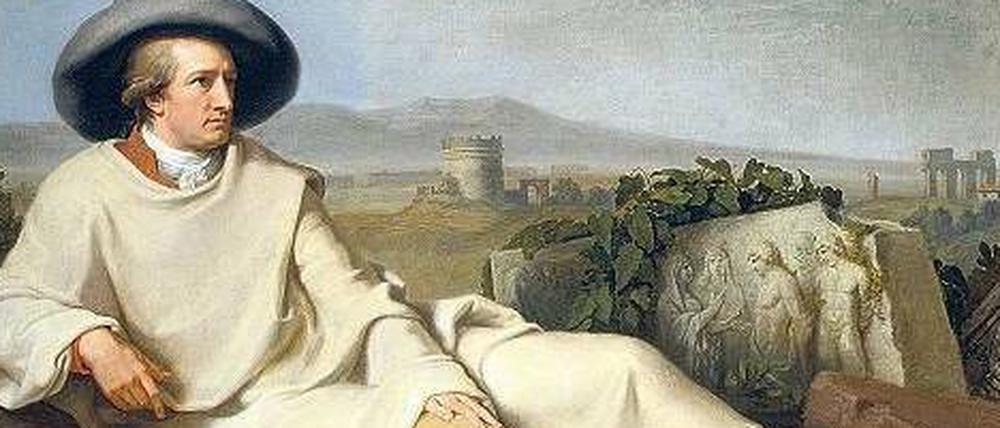 Johann Wolfgang von Goethe lagert auf dem Gemälde von Johann Heinrich Tischbein aus dem Jahr 1787 in der römischen Campagna.