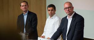 Einer wird gewinnen: Michael Müller, Raed Saleh und Jan Stöß am Dienstagabend beim letzten SPD-Mitgliederforum.