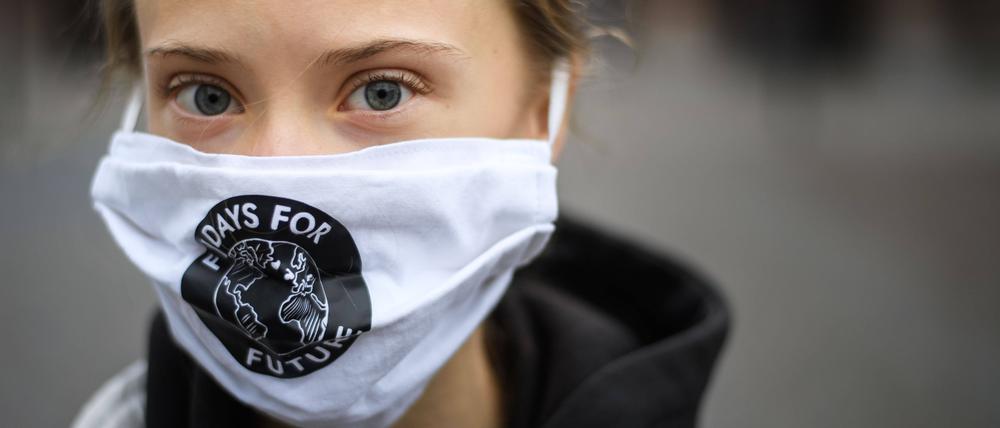  Klimaaktivistin Greta Thunberg bei einer Protestaktion.