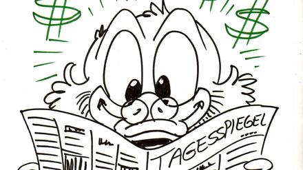 Dahinter steckt immer ein kluger Kopf: Dieses Bild zeichnete Don Rosa einst bei einem Berlinbesuch.