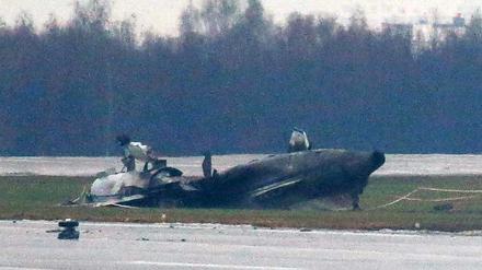 Das verunglückte Privatflugzeug in Moskau.
