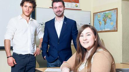 Die Drei von der Abendschule. Marlon Kittel, Sebastian Sendrowski und Julia Fladung. 