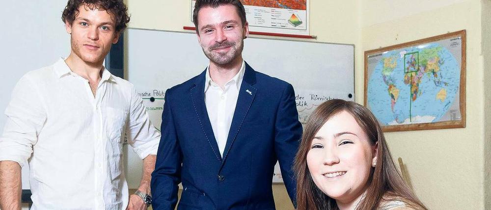Die Drei von der Abendschule. Marlon Kittel, Sebastian Sendrowski und Julia Fladung. 