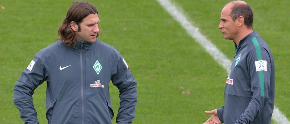 Duo mit Verantwortung. Assistent Torsten Frings (l.) und Viktor Skripnik werden künftig das Trainerteam von Werder Bremen bilden.