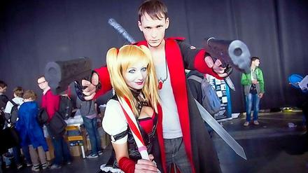 Be der „Poznan Game Arena“ in Poznan (Posen) haben sich Cosplayer als Videospiel-Helden verkleidet.