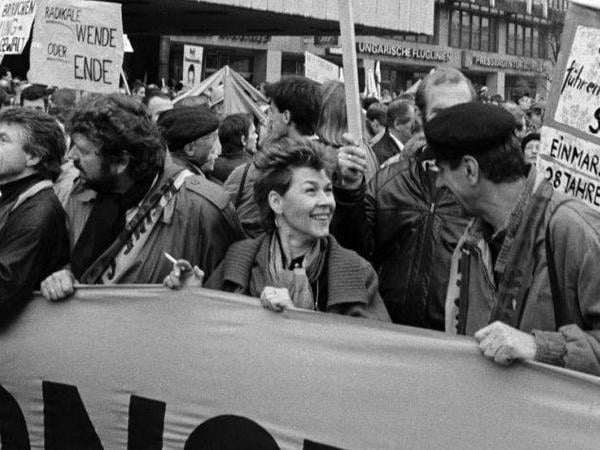 Jutta Wachowiak auf der Demo.