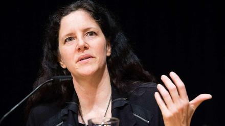 Laura Poitras, Filmemacherin stellt ihren Film "Citizenfour" über Edward Snowden beim Dokfilmfest in Leipzig vor.