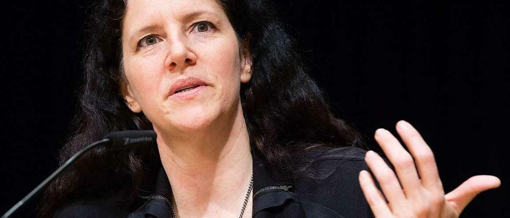 Laura Poitras, Filmemacherin stellt ihren Film "Citizenfour" über Edward Snowden beim Dokfilmfest in Leipzig vor.