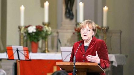 Bundeskanzlerin Angela Merkel am Freitag in Templin.