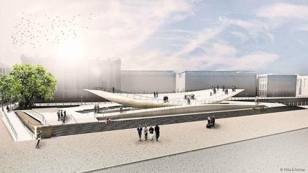 Modell des geplanten Berliner Einheits- und Freiheitsdenkmals vom Architekturbüro Milla &amp; Partner.