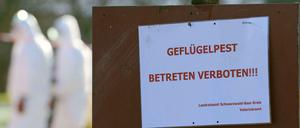 Warnschild für Geflügelpest (Archivbild).